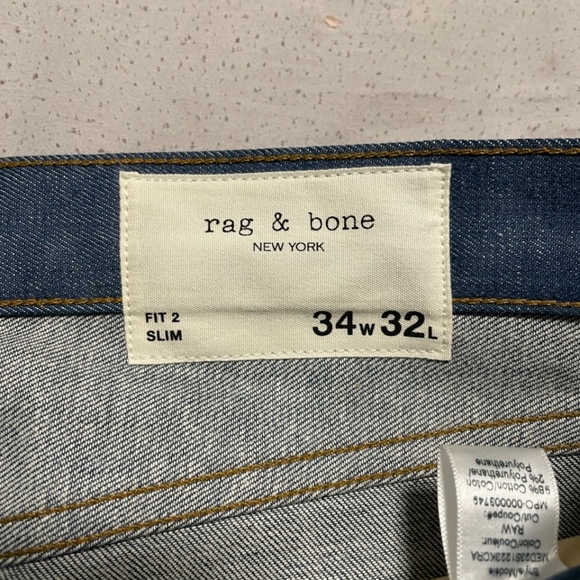 Rag And Bone Raw Fit 2 Authentic Stretch jean mens size 34W 32L - Picture 6 of 11